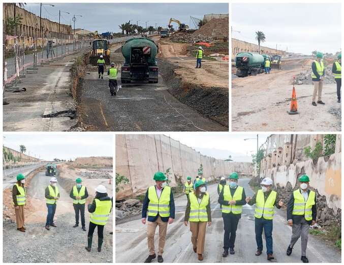 Momento de la visita de esta mañana a los trabajos/TA.